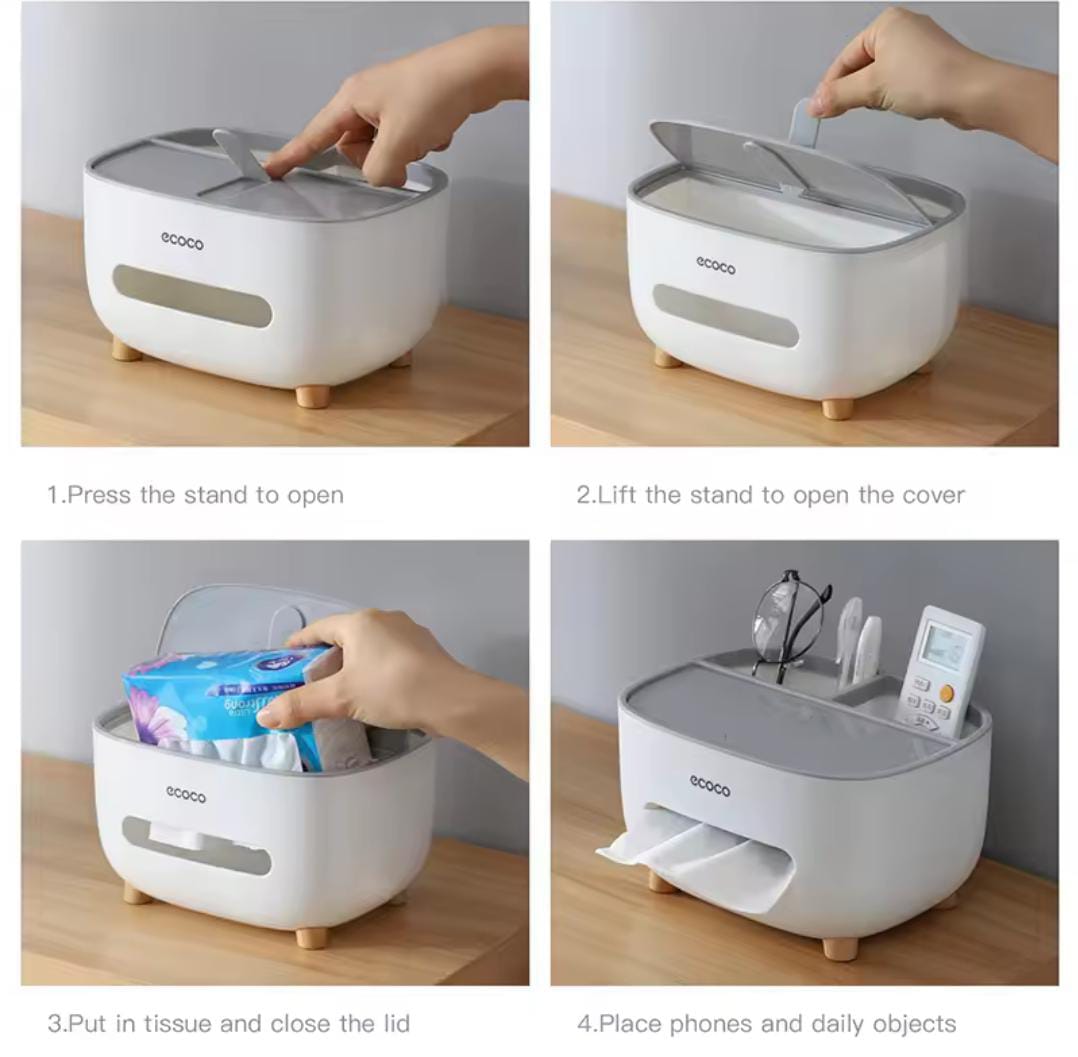 Household Napkin Tissue Box, Multifunctional Storage Remote Holder - Image 2