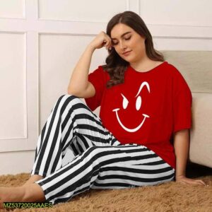 2 Pcs Printed Half Sleeves Ladies Sleep Wear