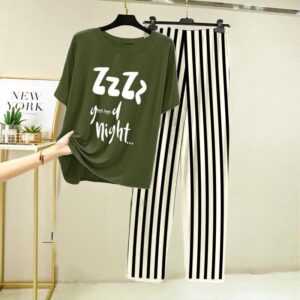 2 Pcs Printed Half Sleeves Ladies Sleep Wear