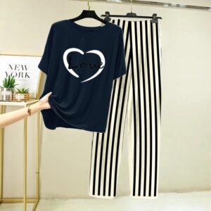 2 Pcs Printed Half Sleeves Ladies Sleep Wear