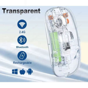 New Transparent Wireless+Bluetooth Dual- Mode Rechargeable Mouse