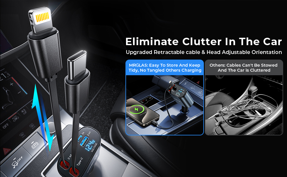 4-In-1 Retractable Car Charger - Image 2