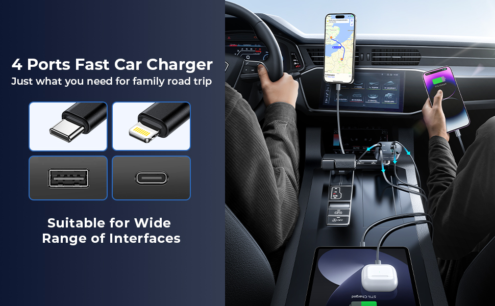 4-In-1 Retractable Car Charger - Image 3