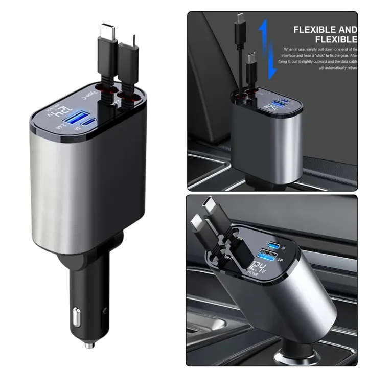 4-In-1 Retractable Car Charger - Image 5