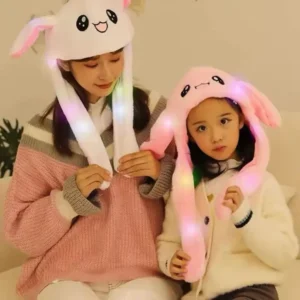 Fluffy Bouncy Bunny Hat with LED Lights Effect